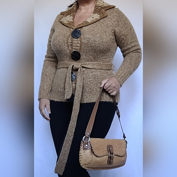 Weiyan Women's Wool/Cotton Cardigan Button/Snap Closure Openwork Medium - Picture 4 of 16